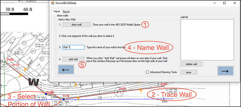 AB CADD Draw walls