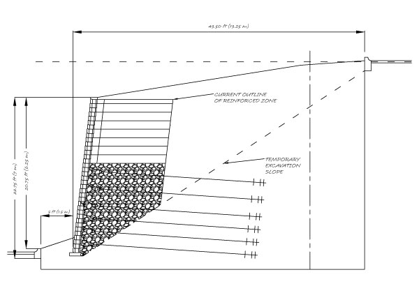 segmental retaining wall using soil nails