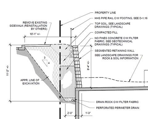retaining wall cross section retaining wall cross section
