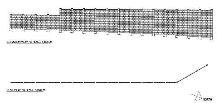 Concrete Fence Elevation and Plan View