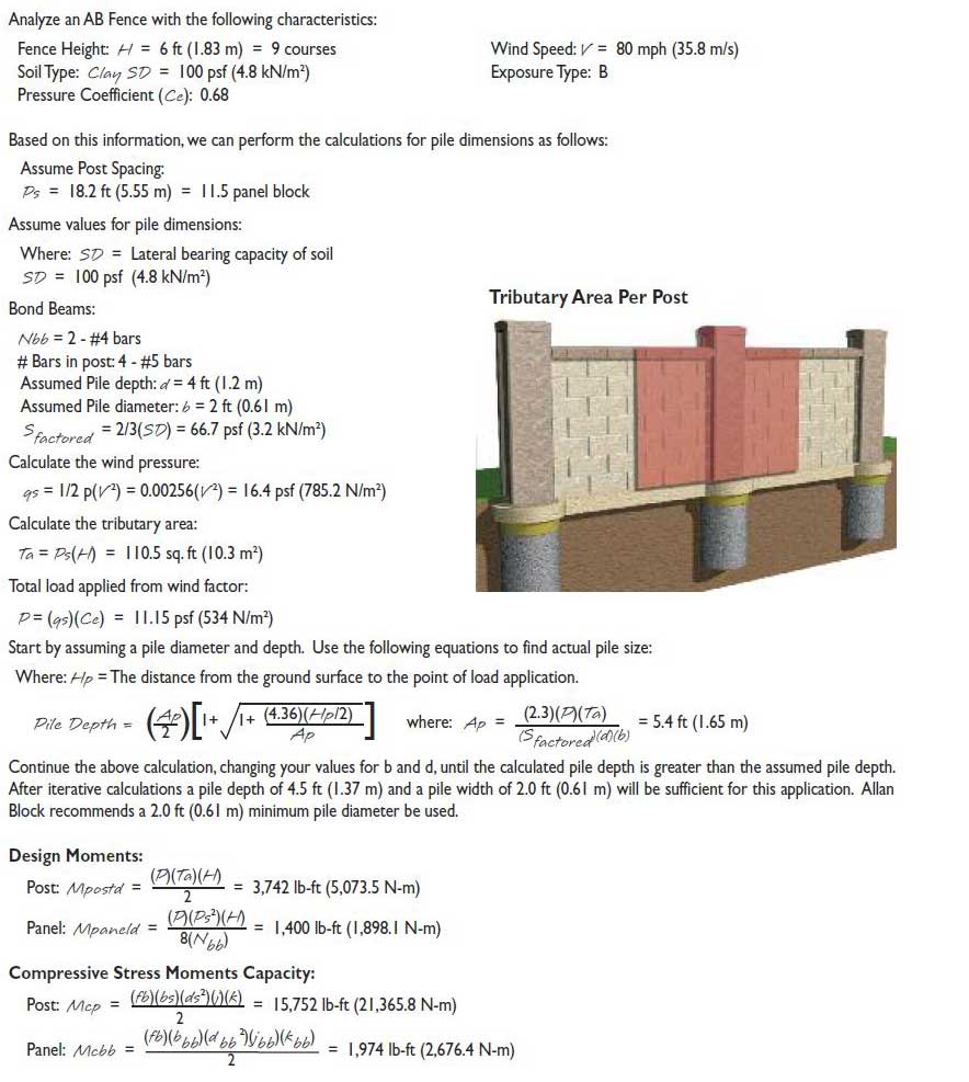 Concrete Fence Design Calcualtions:Tributary Area Per Post 
