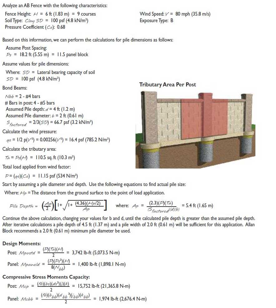 Fence Design Calcualtions:Tributary Area Per Post Concrete Fence Design Calcualtions:Tributary Area Per Post