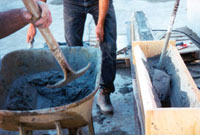 Grout bond beam using the funnel