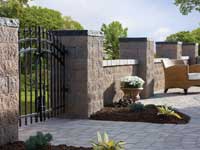 Patio Wall with gate and posts Patio Wall with gate and posts