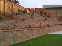 Terraced or tiered retaining walls