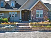 Front Yard Terraced Retaining Walls with Stairs