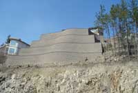 Terraced Retaining Wall on Steep Slope Terraced Retaining Wall on Steep Slope