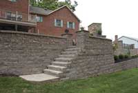 raised patio retaining walls stairs