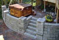 retaining wall AB Ashlar Blend backyard