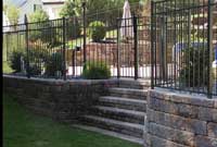 retaining walls with stairs and railing