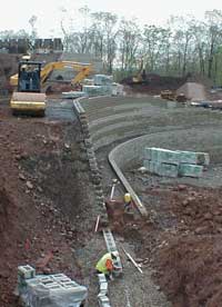 Retaining Wall Construction Site