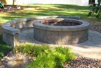 Fire pit and seating wall Fire pit and seating wall