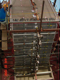 Completed structure on shake table Completed structure on shake table