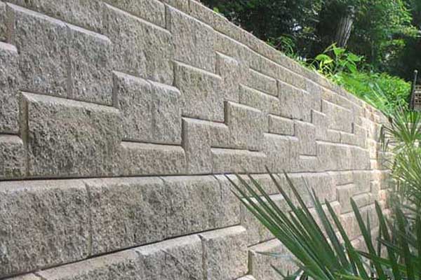 retaining wall with terraces around pool