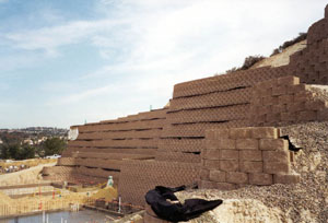 Terraced wall in seismic zone Jewish Academy San Diego