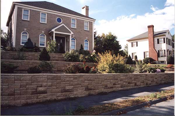 retaining wall with terraces and stairs