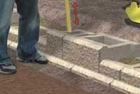 Compact retaining wall with shovel Compact retaining wall with shovel