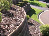 Finish retaining wall with mulch Finish retaining wall with mulch