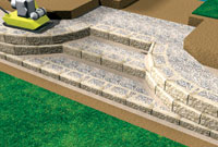 Backfill and compact retaining wall and stair risers