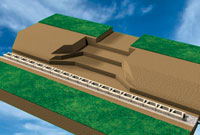 Install base course of retaining wall Install base course of retaining wall
