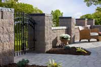 Courtyard Posts with Iron Fence